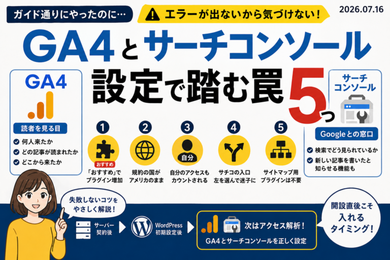 GA4とサーチコンソールの設定で踏む罠5つ。エラーが出ないから気づけない